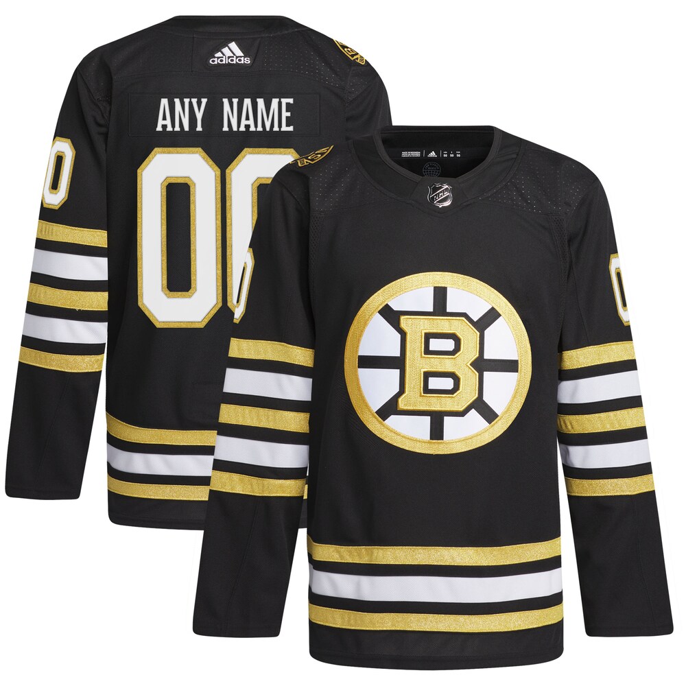  Boston Bruins adidas 100th Anniversary Primegreen Authentic Custom Jersey - Black