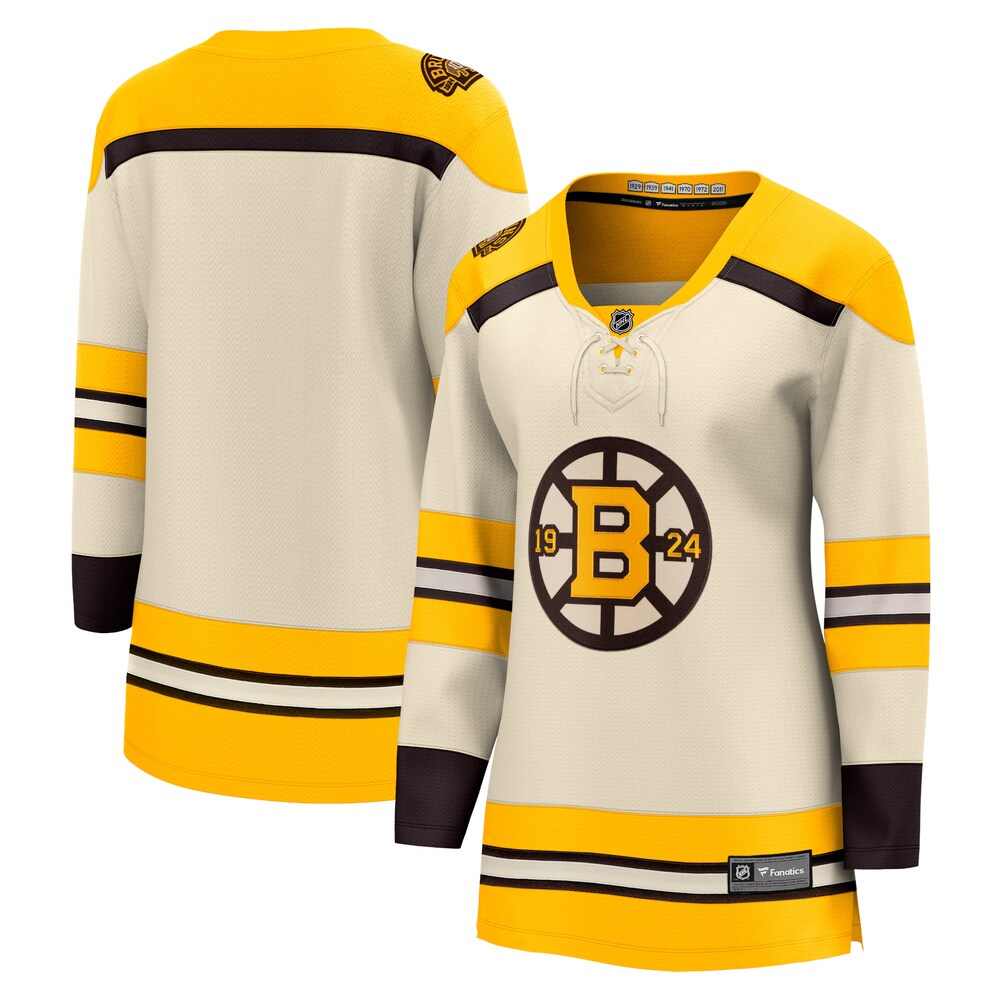  Boston Bruins Fanatics Branded Women's 100th Anniversary Premier Breakaway Jersey - Cream