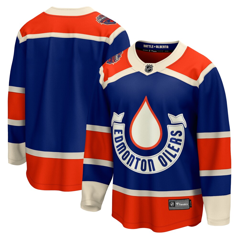  Edmonton Oilers Fanatics Branded 2023 NHL Heritage Classic Premier Breakaway Jersey - Royal