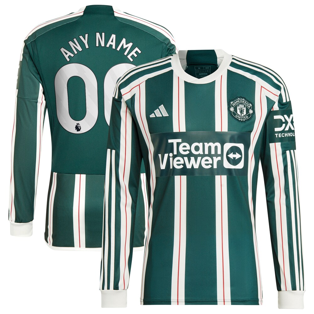  Manchester United 2023/24 Away Long Sleeve Replica Custom Jersey - Green