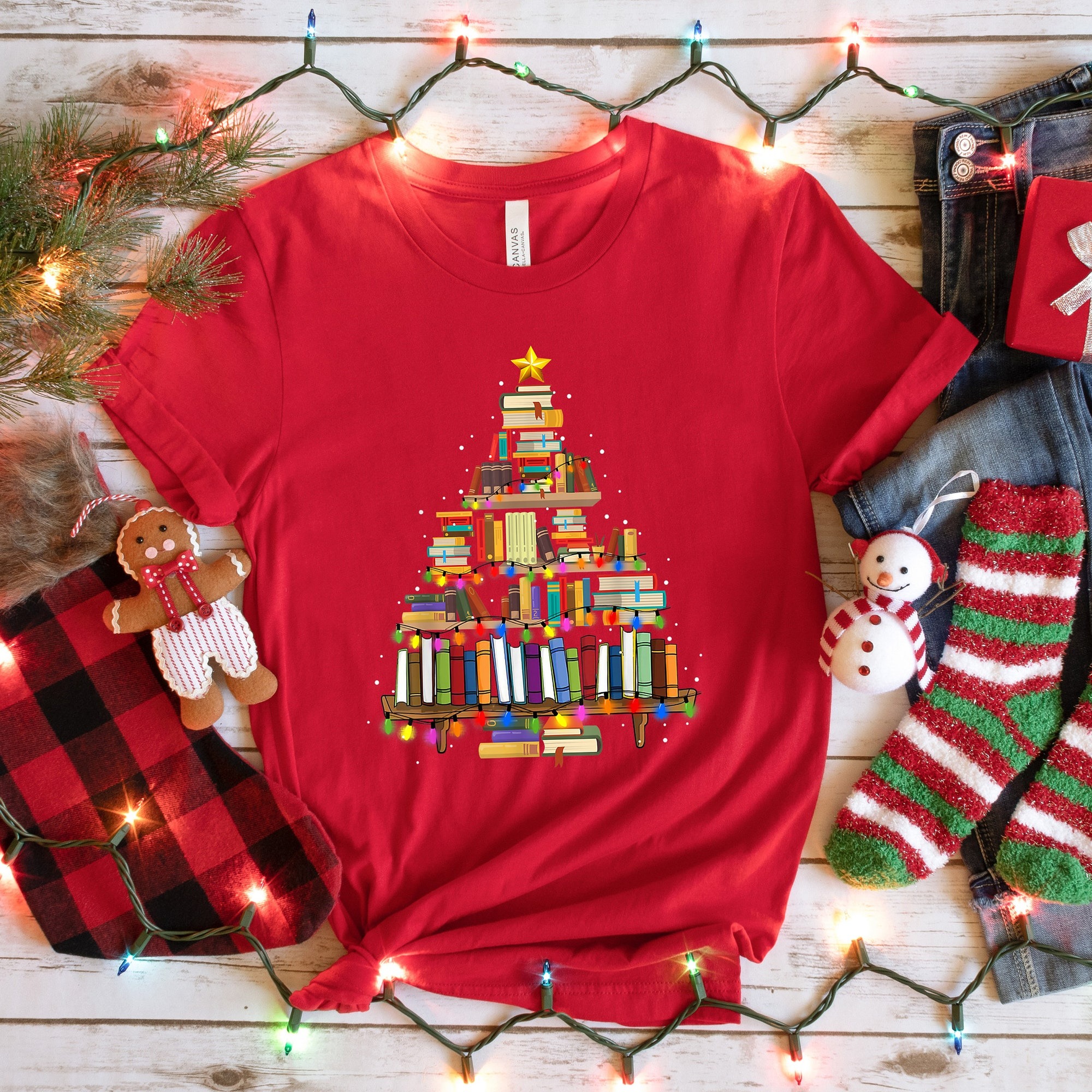 Christmas Book Tree Shirt, Christmas Gift,Book Lovers Christmas Gift,Bookworm Christmas Shirt,Gift For Teachers,School Christmas,Xmas