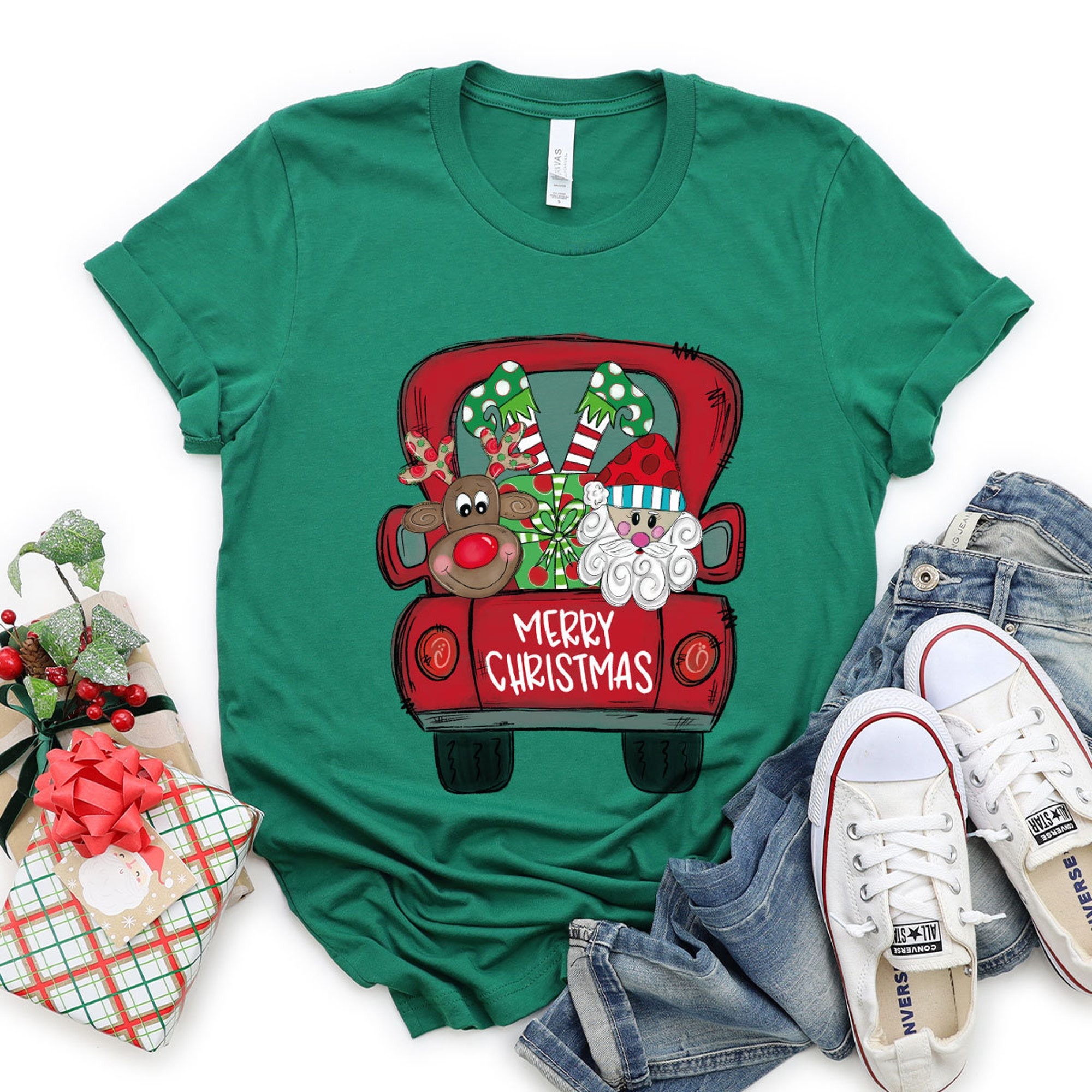 Christmas Shirts for Women, Christmas Truck Shirt, Christmas T-Shirt, Christmas Tee, Cute Christmas Shirts, Unisex Adult Tee, Merry Shirt