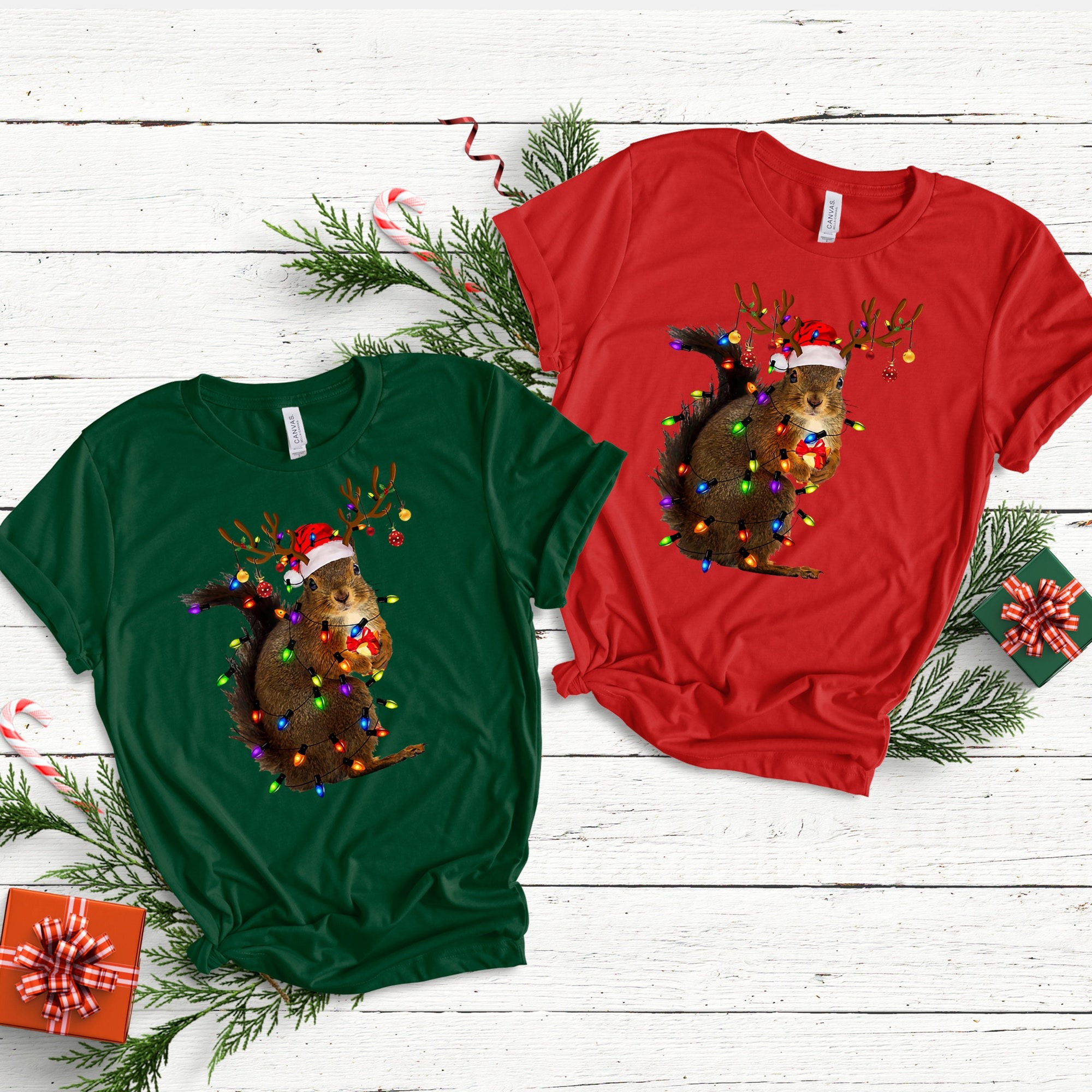 Christmas Squirrel Lights Shirt, Christmas T-Shirt, Funny Christmas Tee, Christmas Gift Shirt, Family Christmas Shirt