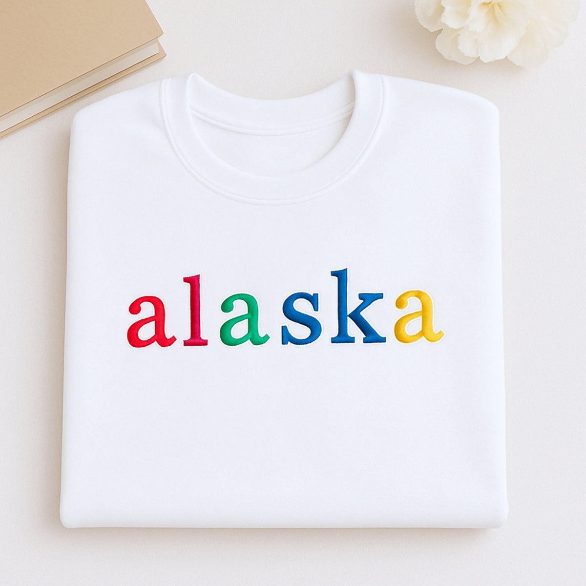 Custom Embroidered Alaska State Sweatshirt - Rainbow Last Frontier Pride