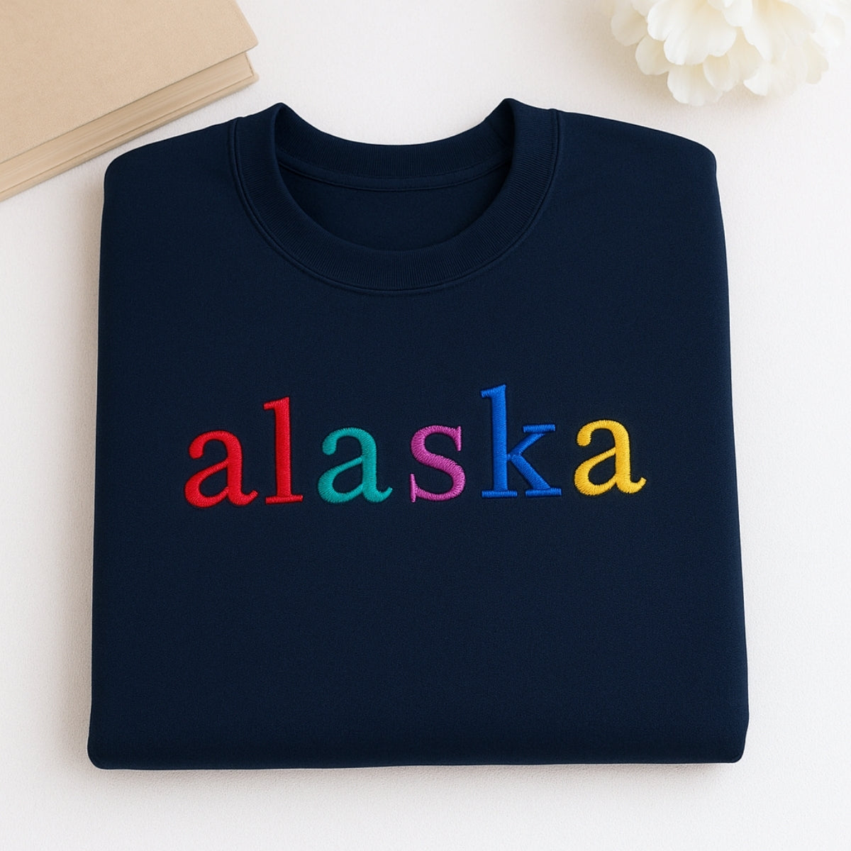 Custom Embroidered Alaska State Sweatshirt - Rainbow Last Frontier Pride
