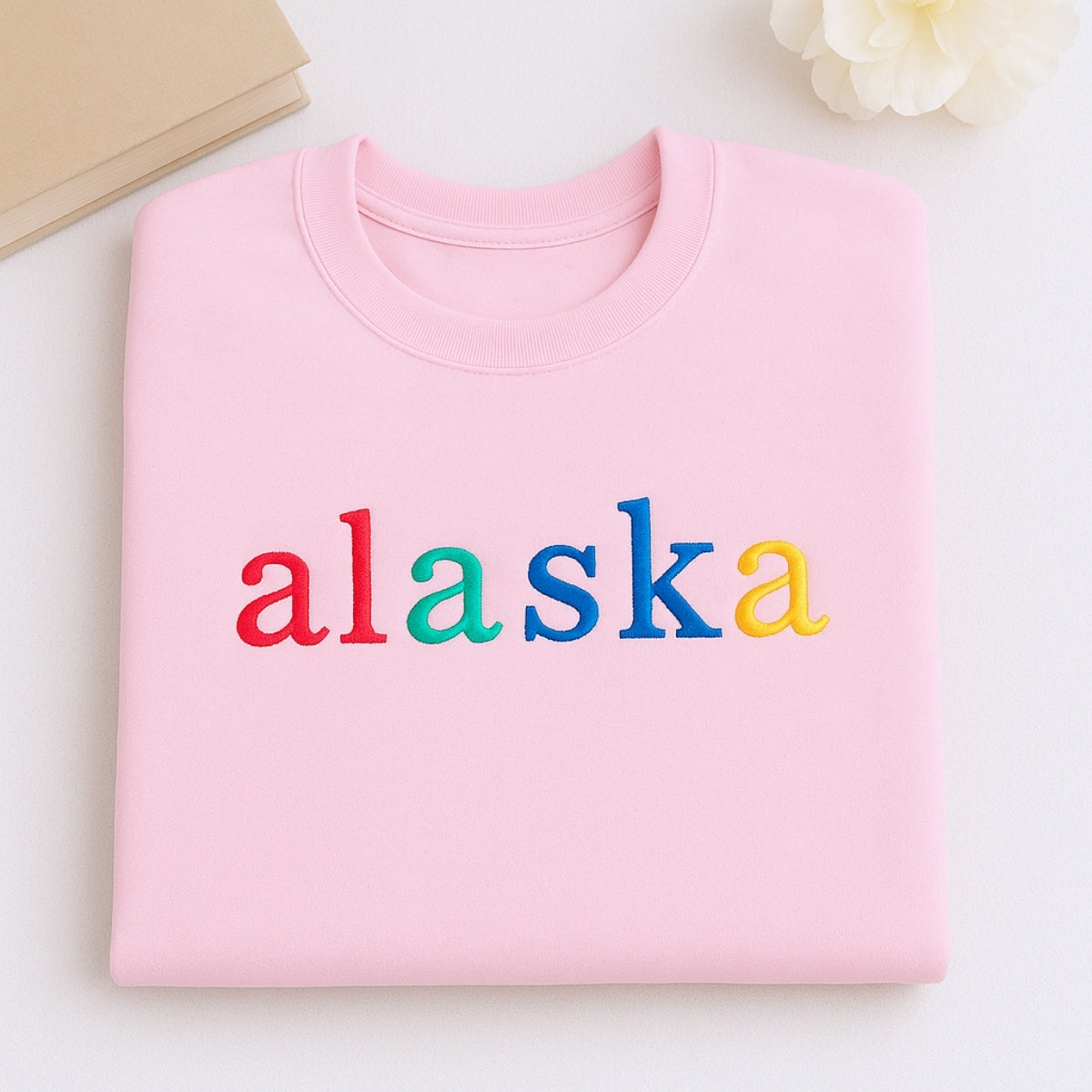 Custom Embroidered Alaska State Sweatshirt - Rainbow Last Frontier Pride