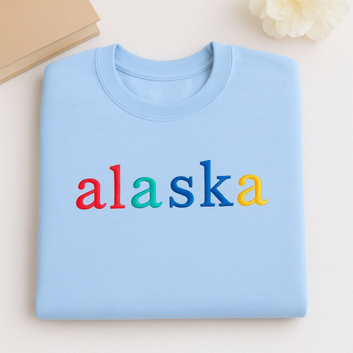 Custom Embroidered Alaska State Sweatshirt - Rainbow Last Frontier Pride