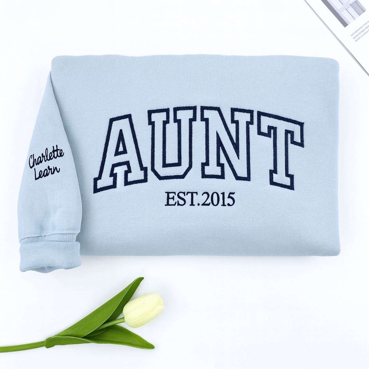 Personalized Auntie Hoodie - Custom Embroidered Varsity Style Aunt Gift