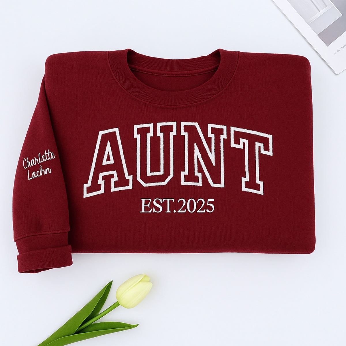 Custom Embroidered Auntie Sweatshirt - Varsity Style New Aunt Gift
