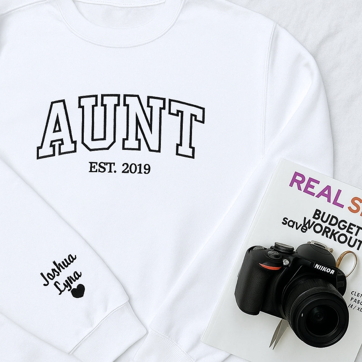 Custom Embroidered Auntie Sweatshirt - Varsity Style New Aunt Gift