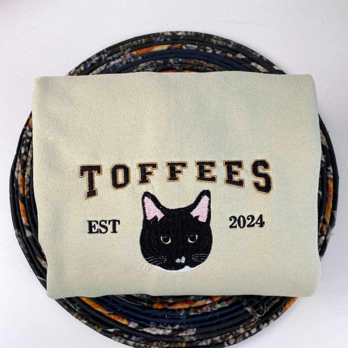 Custom Embroidered Cat Portrait Hoodie - Varsity Pet Lover Gift Sweatshirt