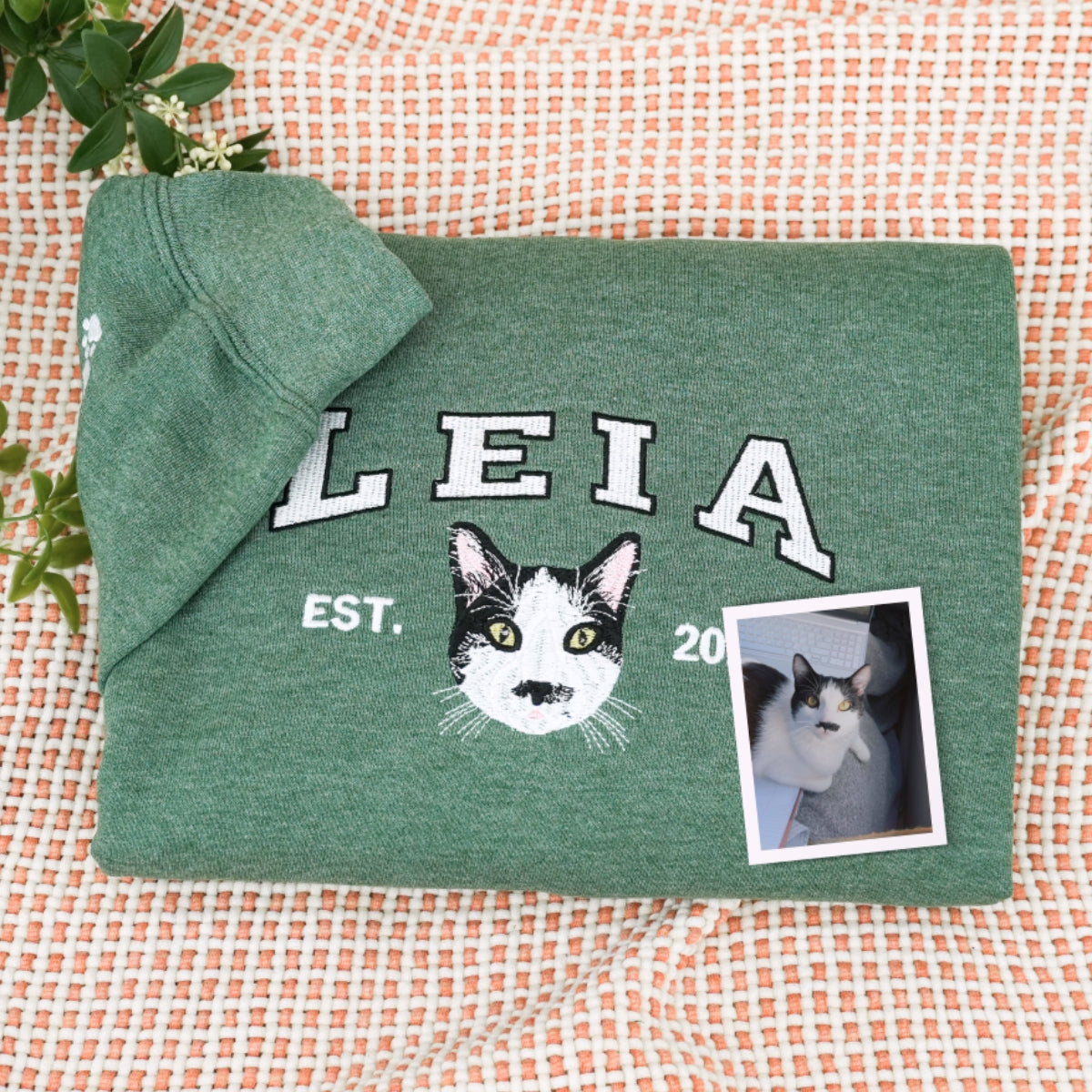Personalized Cat Lover Varsity Sweatshirt - Custom Embroidered Pet Name