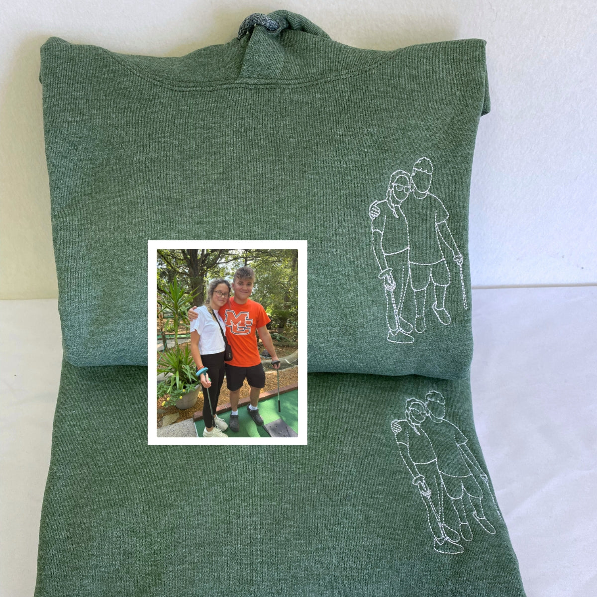Embroidered Couple Photo Hoodie - Personalized Portrait Gift Apparel
