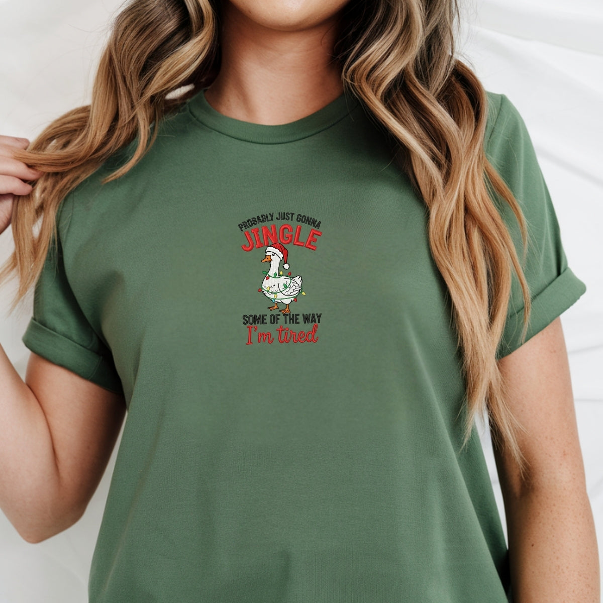 Funny Custom Embroidered Jingle All The Way Christmas Tee