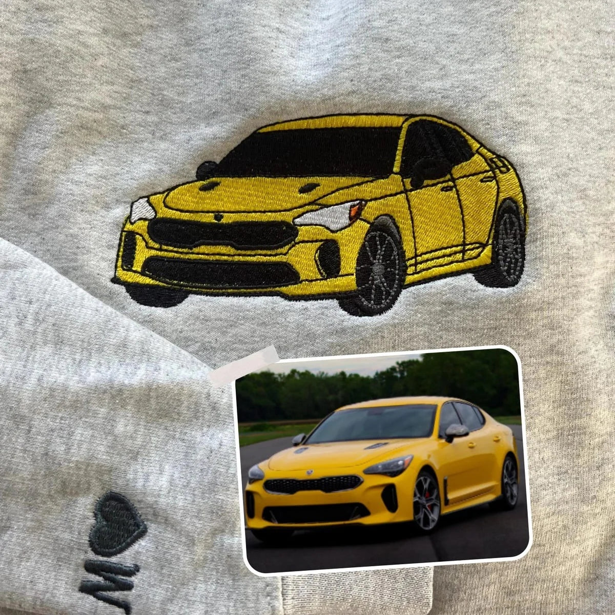 Custom Car Photo to Embroidery Sweatshirt - Personalized Vehicle Portrait Gift