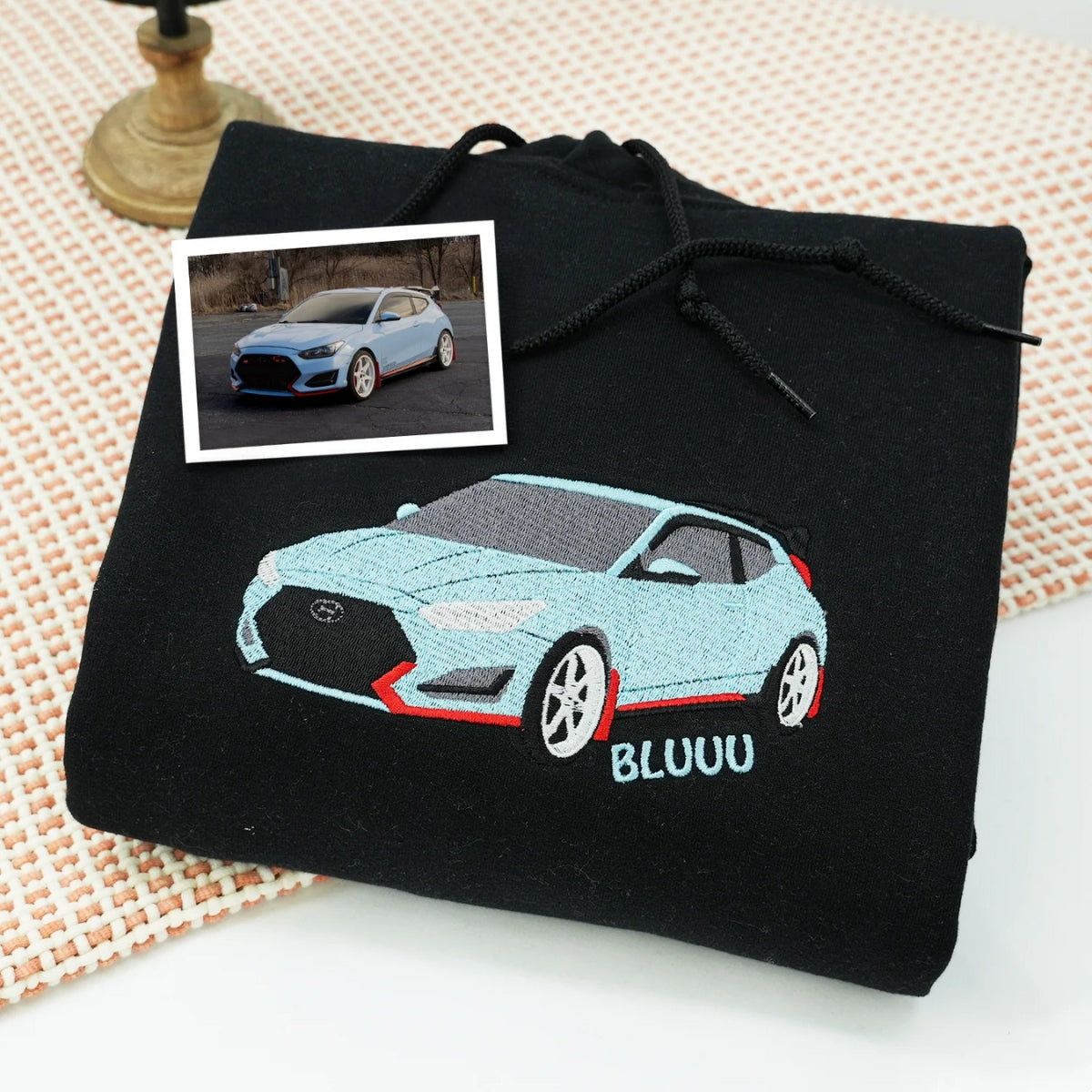 Custom Car Photo to Embroidery Sweatshirt - Personalized Vehicle Portrait Gift