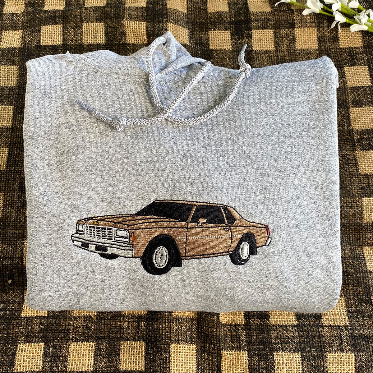 Custom Car Photo to Embroidery Sweatshirt - Personalized Vehicle Portrait Gift