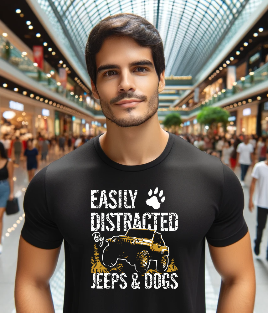 Easily Distracted By Jeeps And Dogs T-Shirt