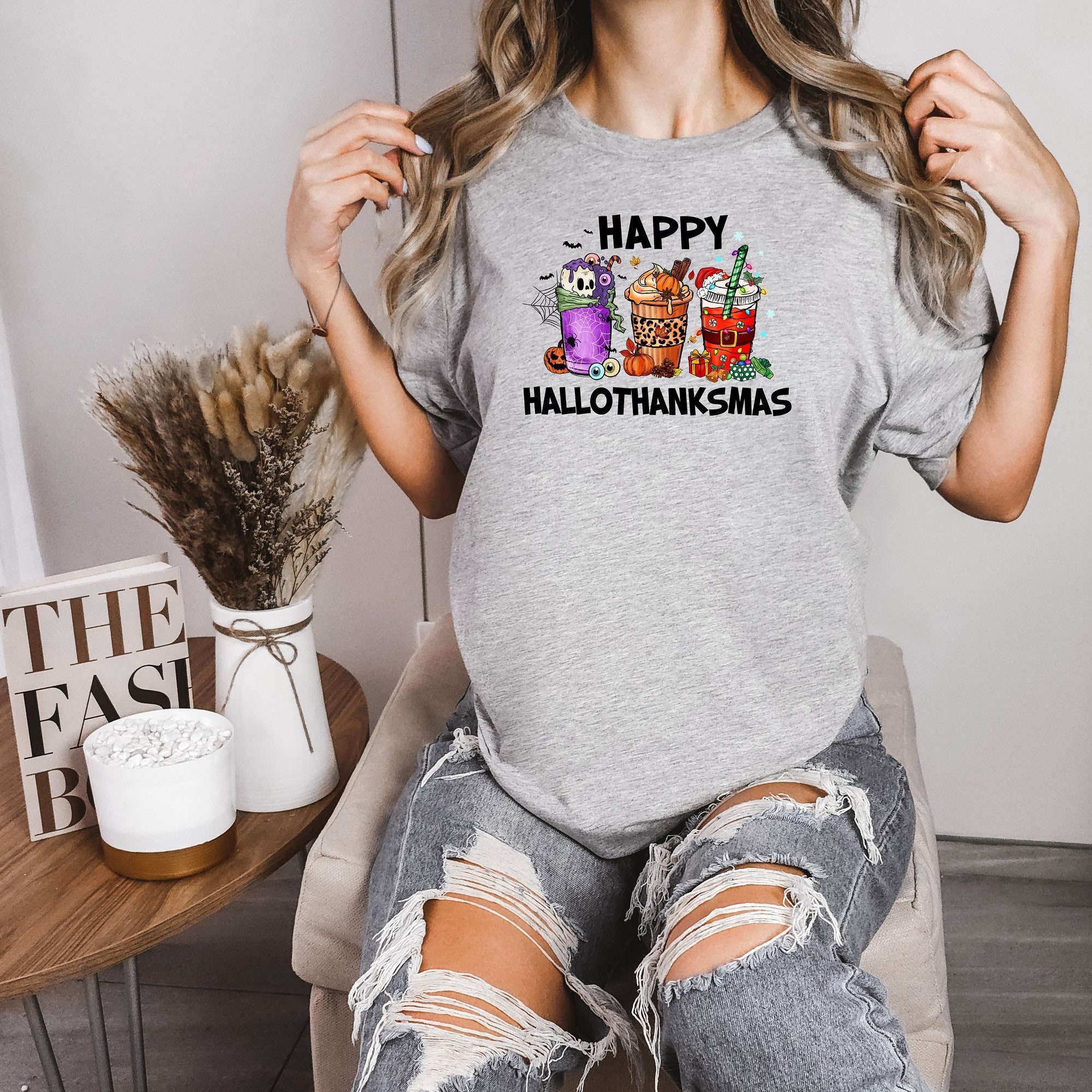 Happy Hallothanksmas Shirt, Hallothanksmas for Coffee Lover, Gift for Coffee Lover, Gift for her, Happy Hallothanksmas Shirt, Christmas