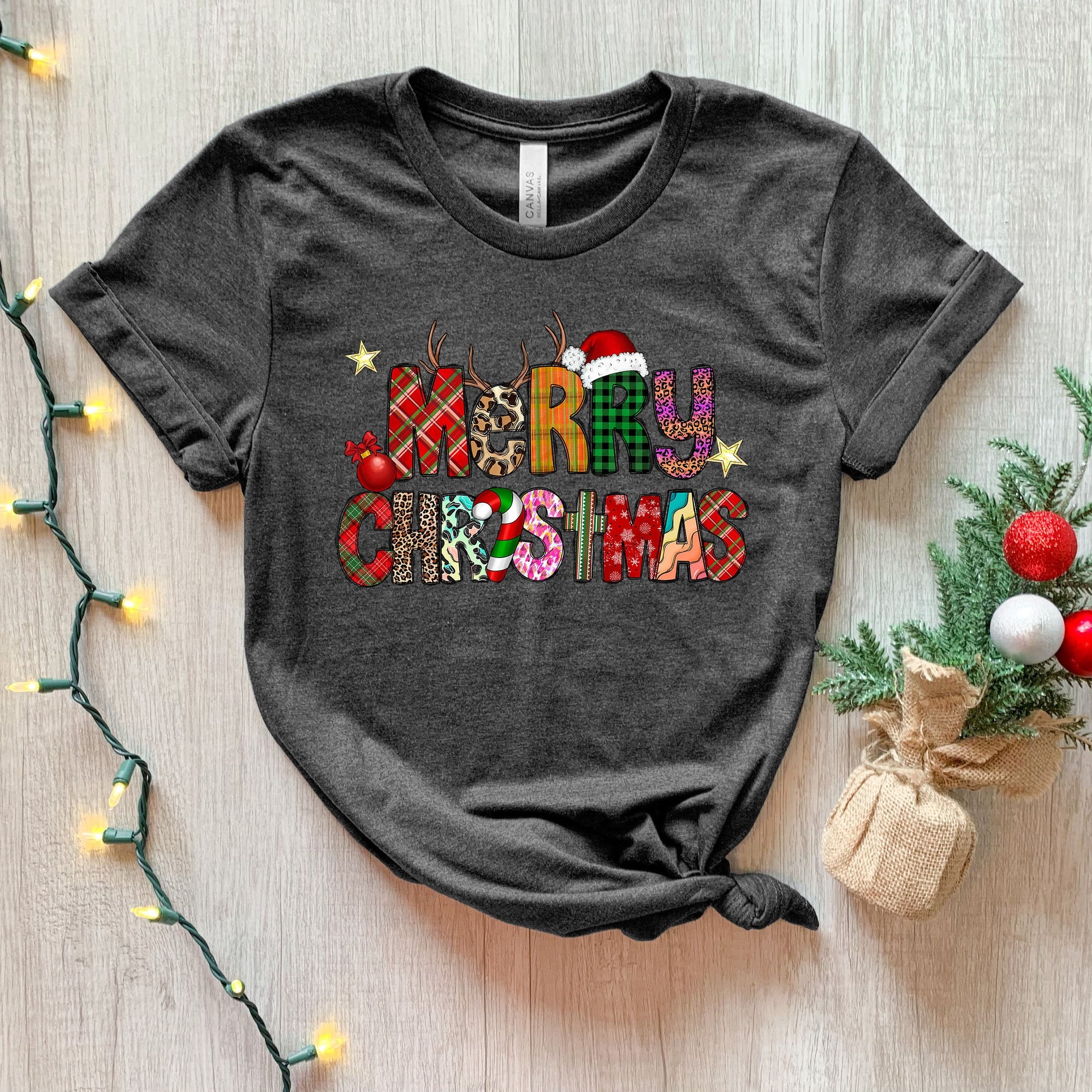 Merry Christmas Shirt, Cute Christmas Family Shirt, Women’s Christmas tree Holiday Shirt, Santa Hat Christmas shirt, Santa Deer Shirt