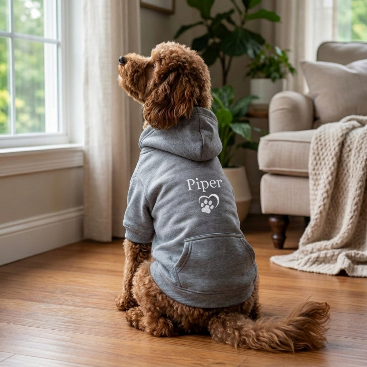 Custom Embroidered Pet Name Dog Hoodie - Personalized Puppy Apparel Gift