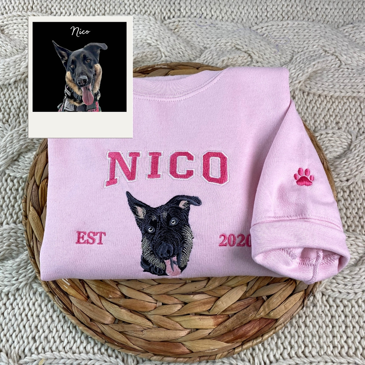 Personalized Dog Portrait Hoodie - Custom Embroidered Varsity Pet Parent