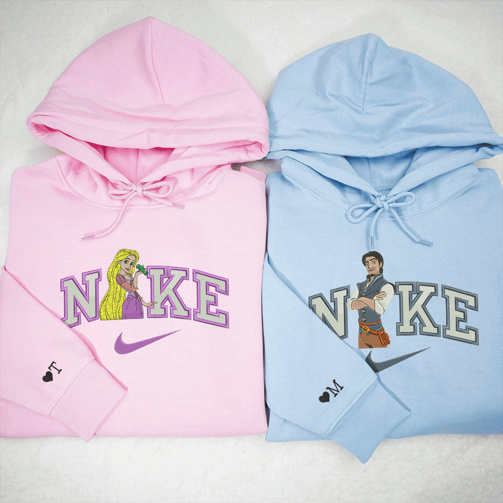 Custom Embroidered Rapunzel x Fynn Rider Matching Hoodies Sweatshirts For Couples