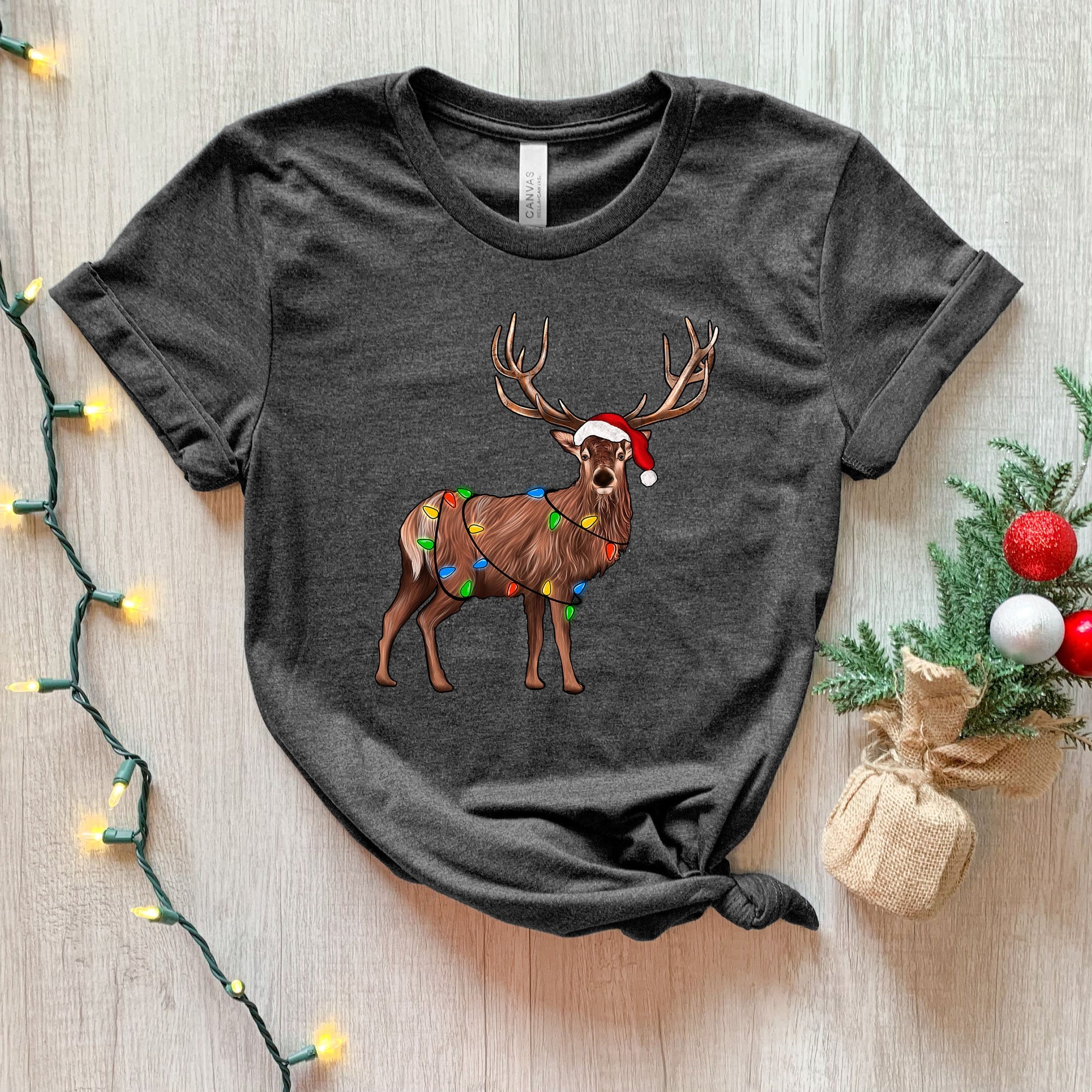Reindeer Christmas Shirt, Christmas lights Shirt, Peeping Reindeer Shirt, Merry Christmas Shirt, Christmas Family Shirt, Xmas antler Shirt