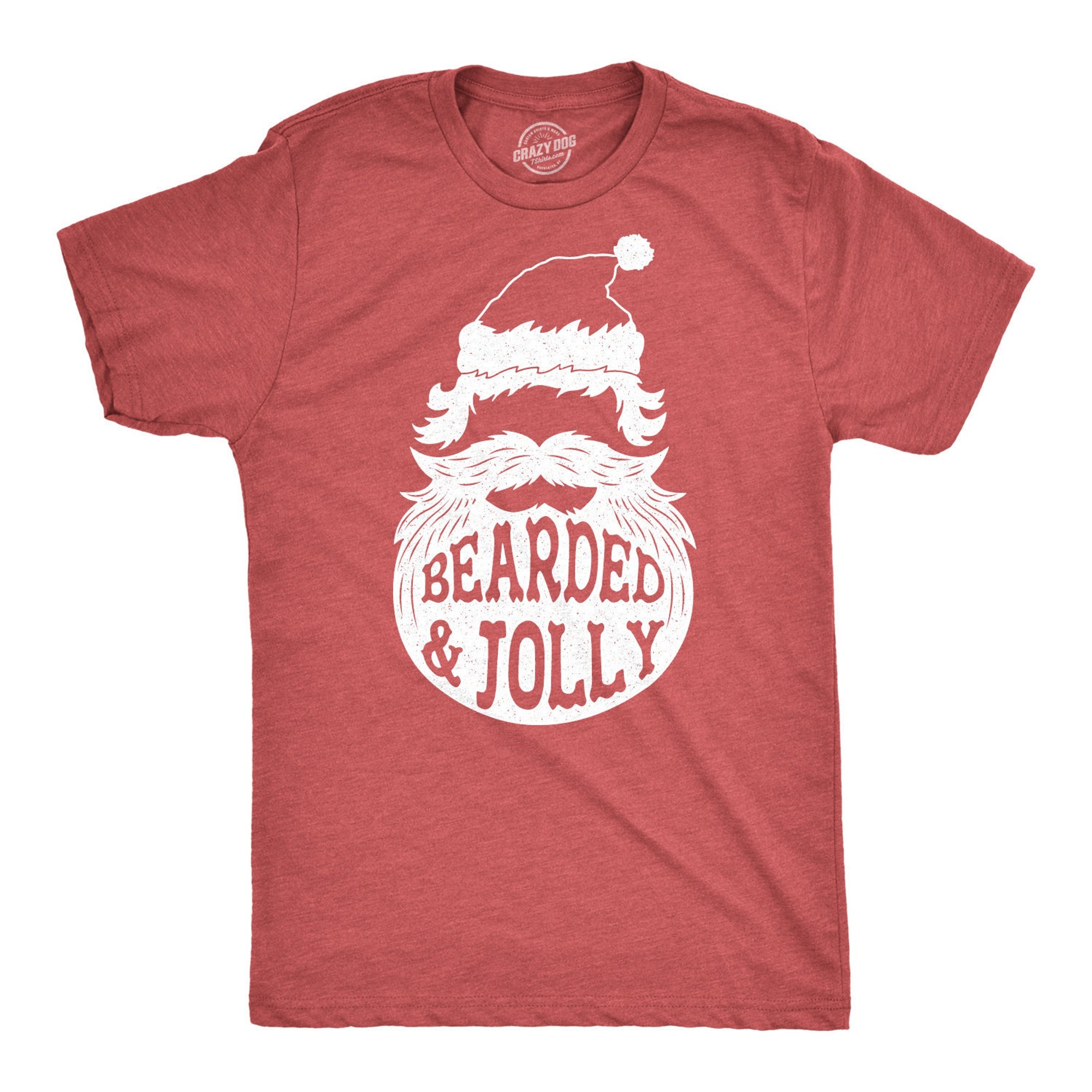 Santa Face Christmas Shirt, Christmas Shirt Man, Bearded And Jolly, Beard Shirts, Festive Tees Men, Funny Christmas Shirts