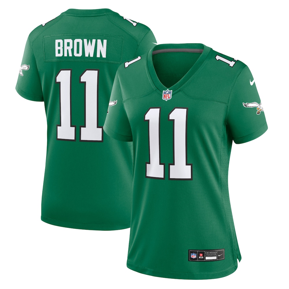 A.J. Brown Philadelphia Eagles Women's Player Jersey - Kelly Green