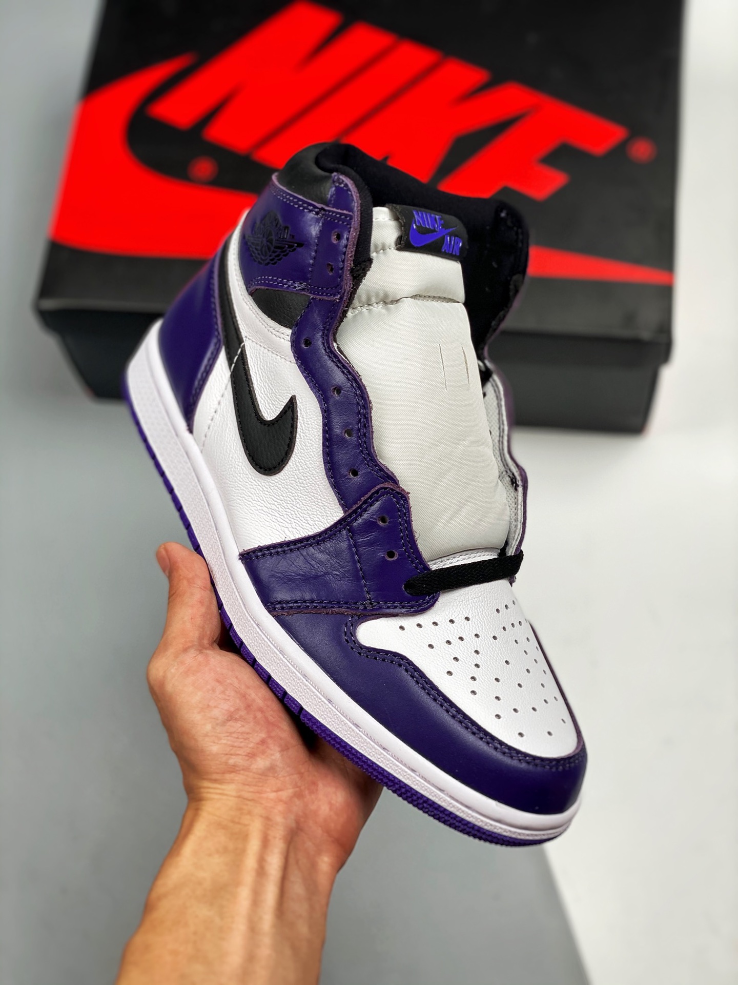 Air JD Jordan 1 Retro High OG Court Purple/White-Black Shoes