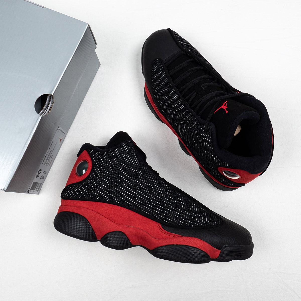 Air JD Jordan 13 "Bred" Black/True Red-White 414571-004 Shoes