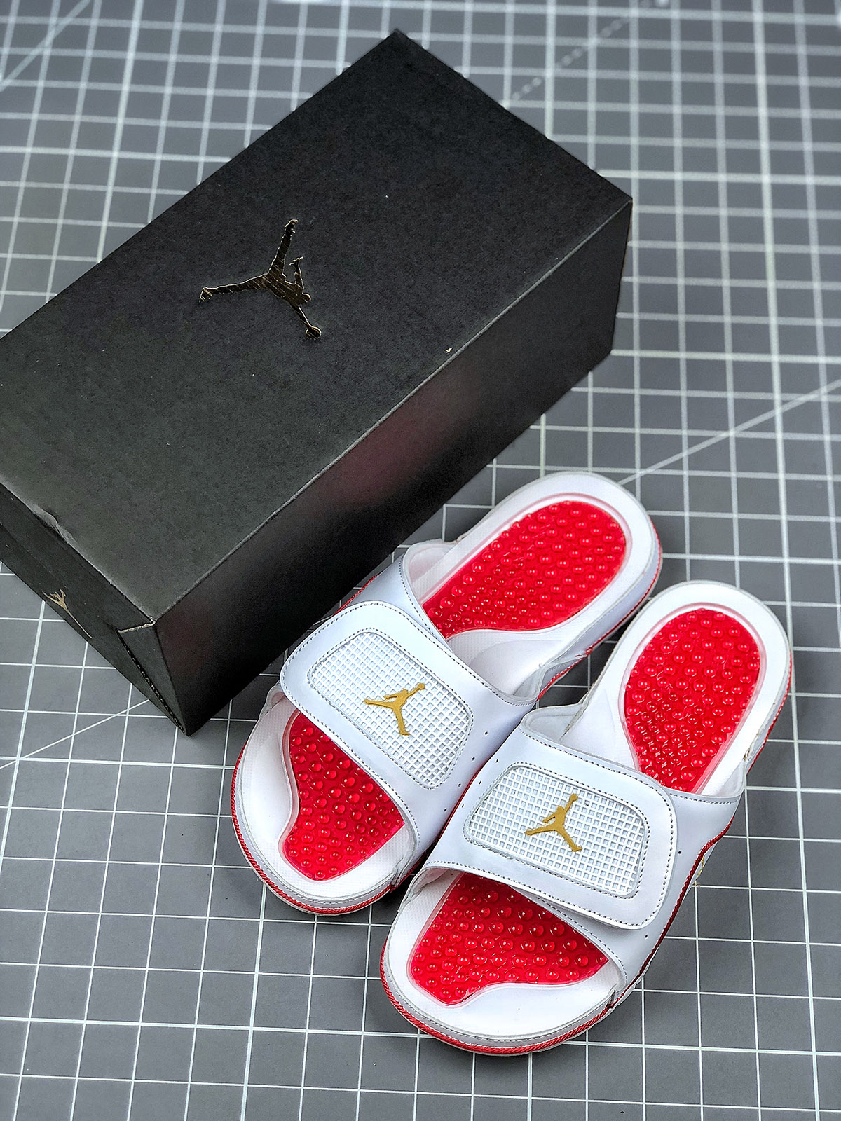 Air JD Jordan Hydro 13 White Red Gold Shoes