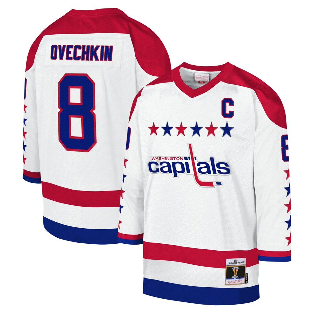 Alexander Ovechkin Washington Capitals Mitchell x Ness Youth 2012|13 Blue Line Captain Patch Player Jersey | White