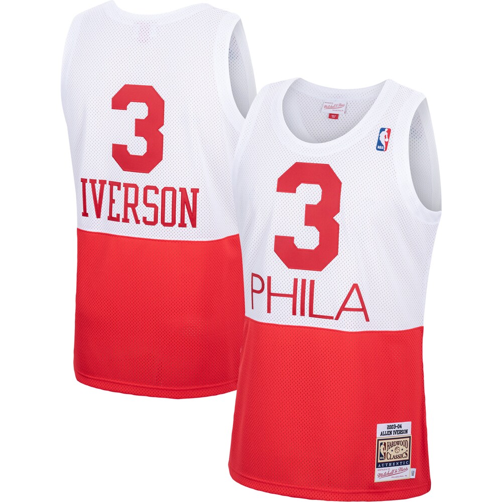 Allen Iverson Philadelphia 76ers Mitchell x Ness 2003/04 Hardwood Classics Authentic Jersey | White