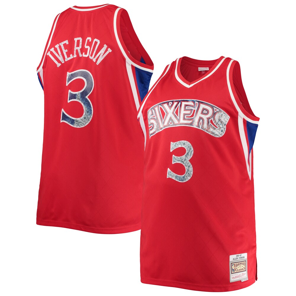 Allen Iverson Philadelphia 76ers Mitchell x Ness Big x Tall 1996/97 NBA 75th Anniversary Diamond Swingman Jersey | Red