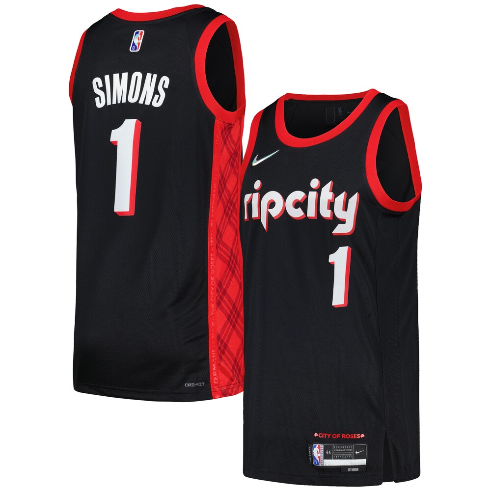 Anfernee Simons Portland Trail Blazers Nike Swingman Player Jersey - City Edition - Black