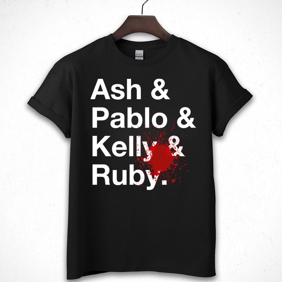 Ash Pablo Kelly Ruby Blood Splatter Horror Graphic Tee
