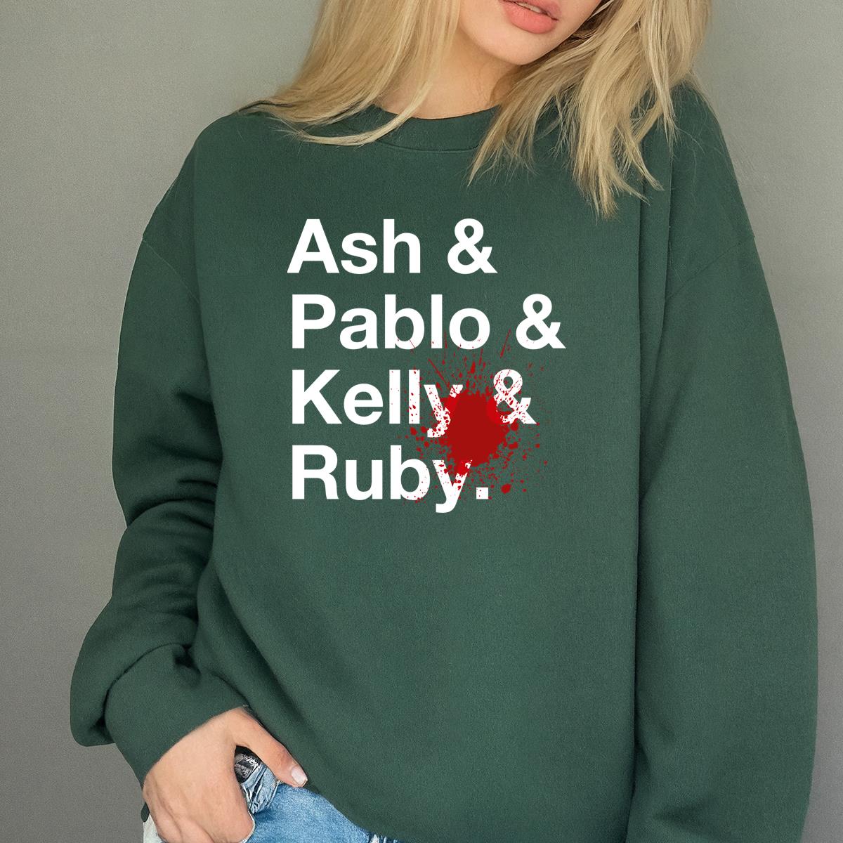 Ash Pablo Kelly Ruby Blood Splatter Horror Graphic Tee