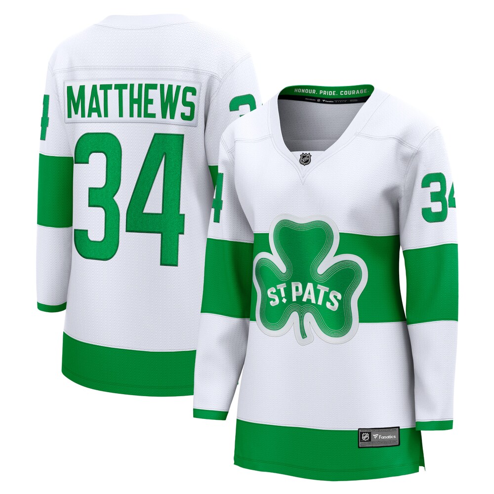 Auston Matthews Toronto Maple Leafs Fanatics Women's St. Patricks Alternate Premier Breakaway Player Jersey - White