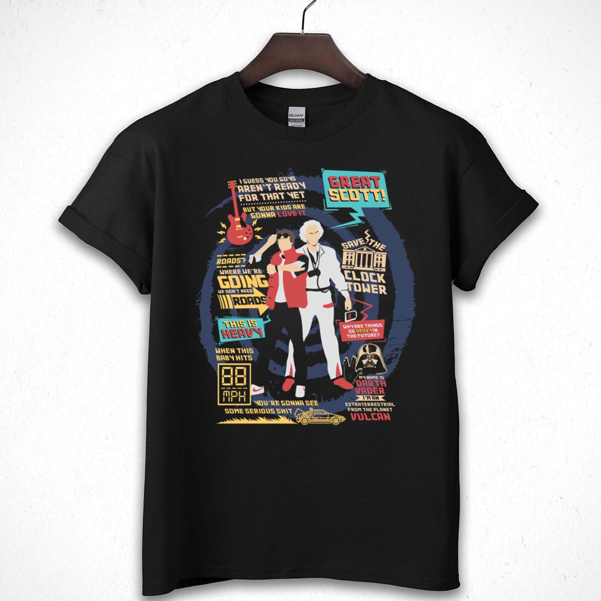 Back to the Future Movie Quotes Mashup 80s Retro Graphic T-Shirt