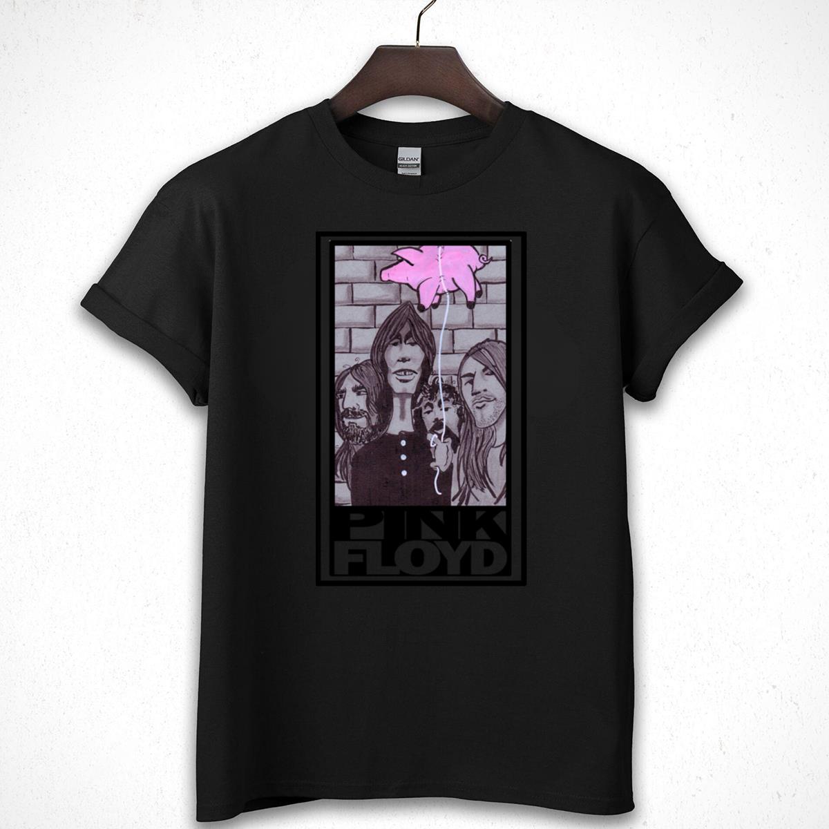 Band & Pig Flying Over Wall Retro Graphic T-Shirt