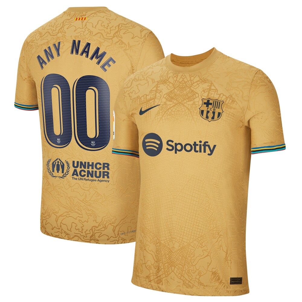 Barcelona Nike 2022/23 Away Custom Jersey - Yellow