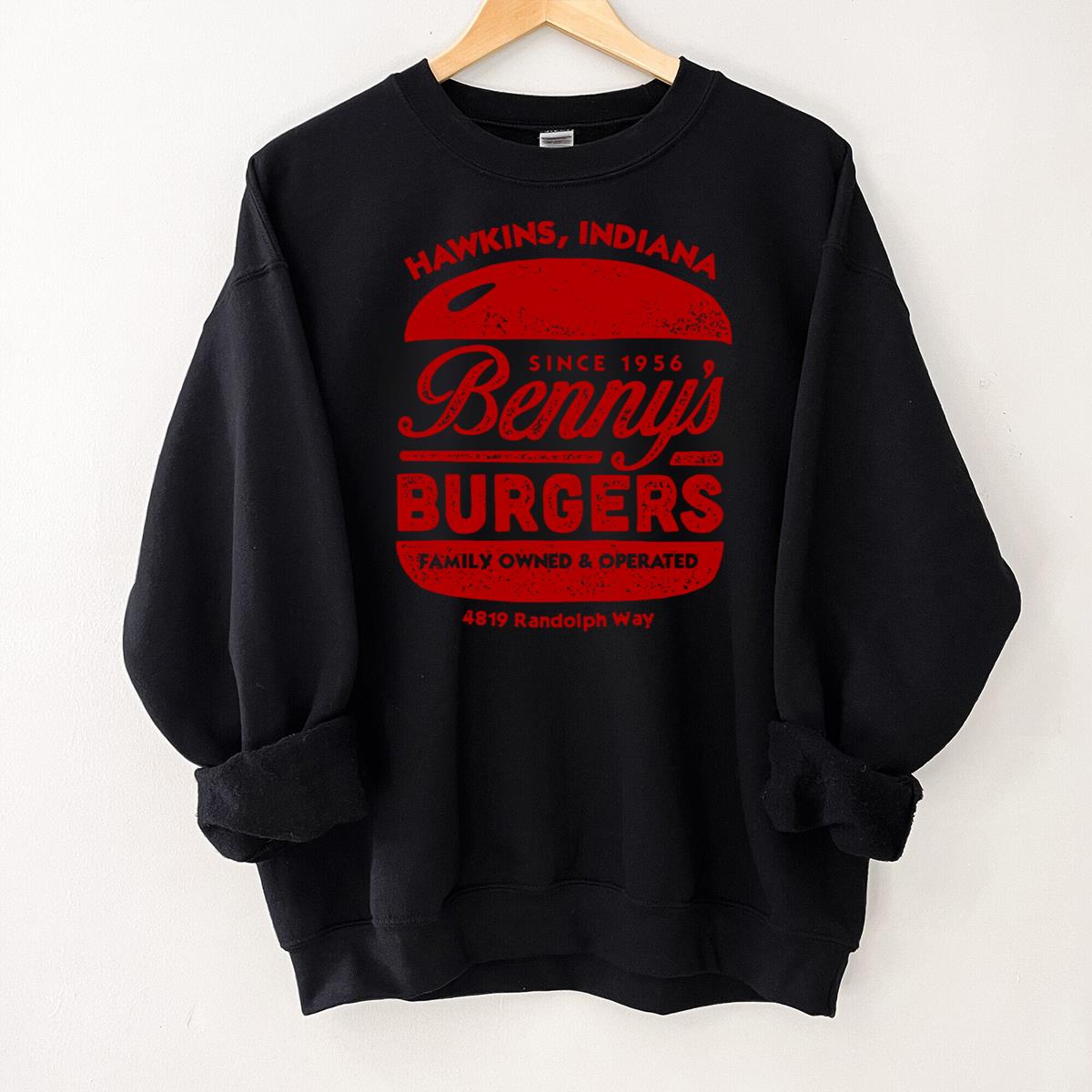 Benny's Burgers Hawkins Indiana Retro Style Graphic T-Shirt