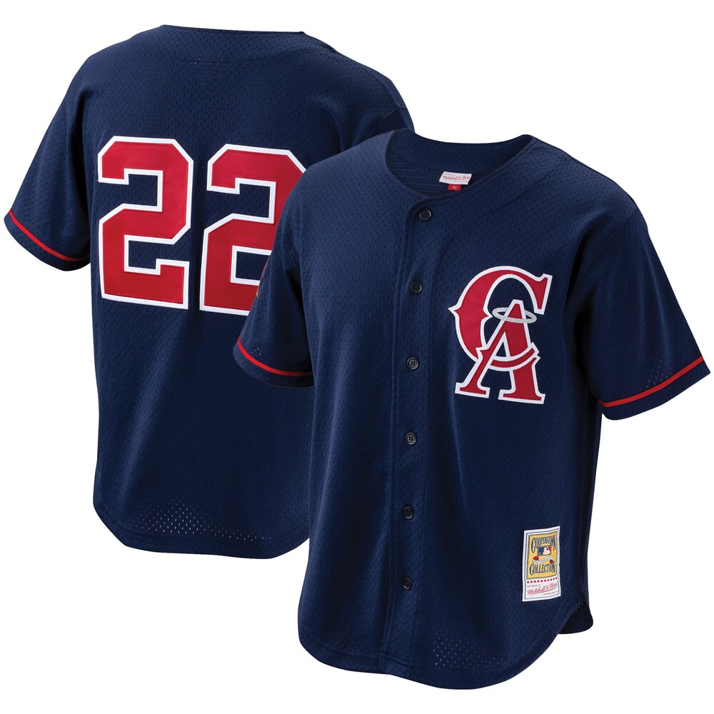 Bo Jackson California Angels Mitchell x Ness Cooperstown Collection Mesh Batting Practice Button|Up Jersey | Navy