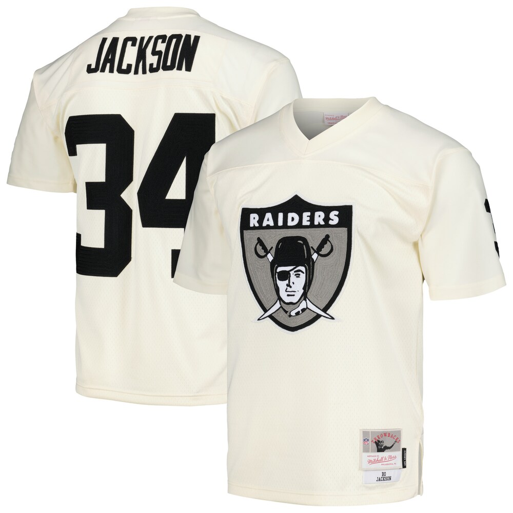 Bo Jackson Las Vegas Raiders Mitchell & Ness Chainstitch Legacy Jersey - Cream