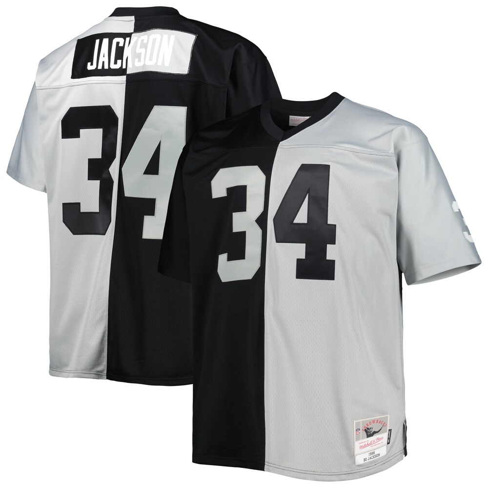 Bo Jackson Las Vegas Raiders Mitchell x Ness Big x Tall Split Legacy Retired Player Replica Jersey | Black/Silver