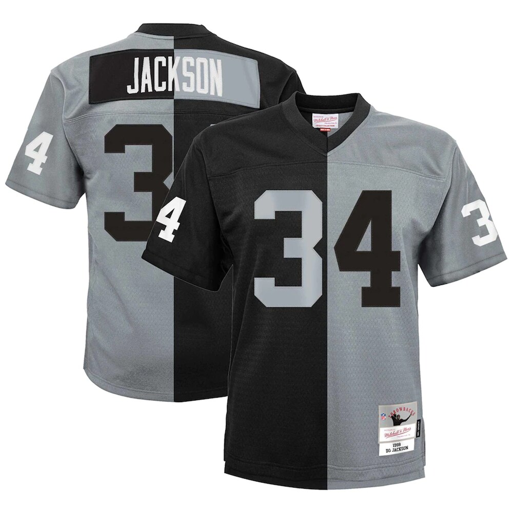 Bo Jackson Las Vegas Raiders Mitchell x Ness Youth Split Legacy Jersey | Black/Silver