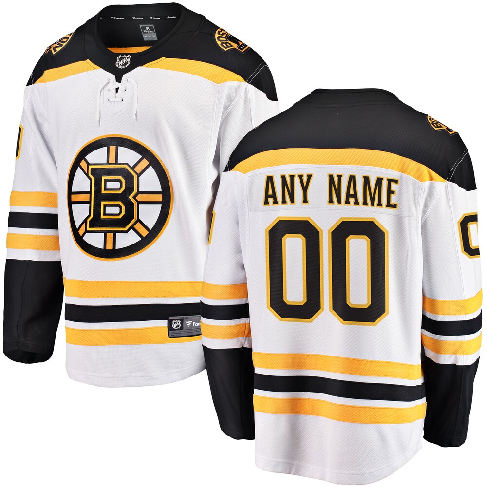 Boston Bruins Fanatics Away Breakaway Custom Jersey | White