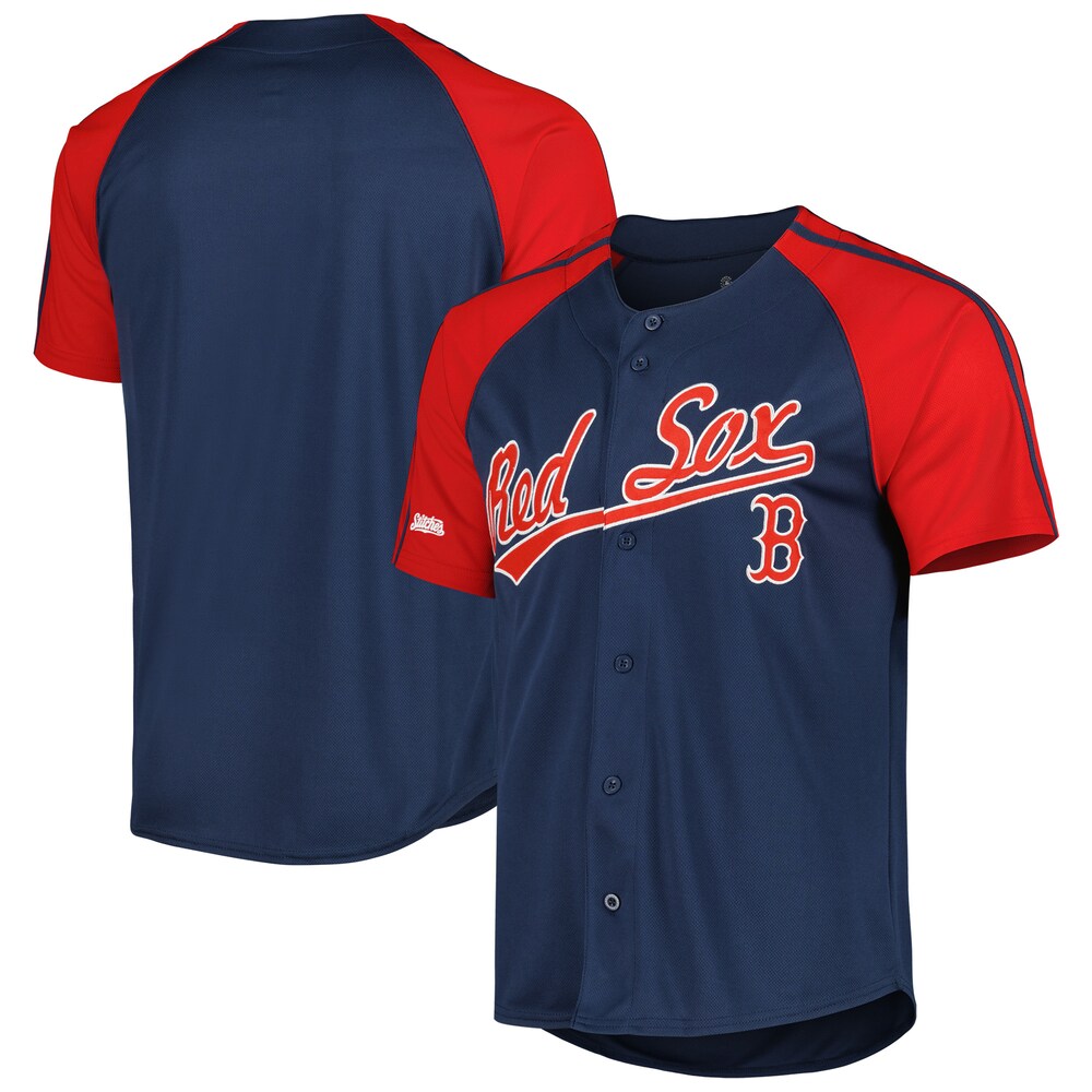 Boston Red Sox Stitches Button|Down Raglan Fashion Jersey | Navy